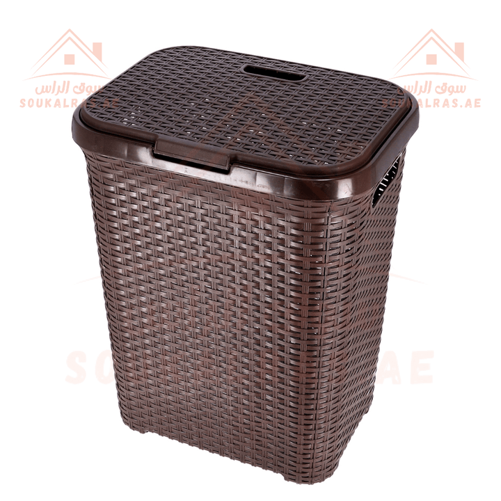 Square Laundry Basket with Portable Handles and Lid - Souk Al RasHousehold