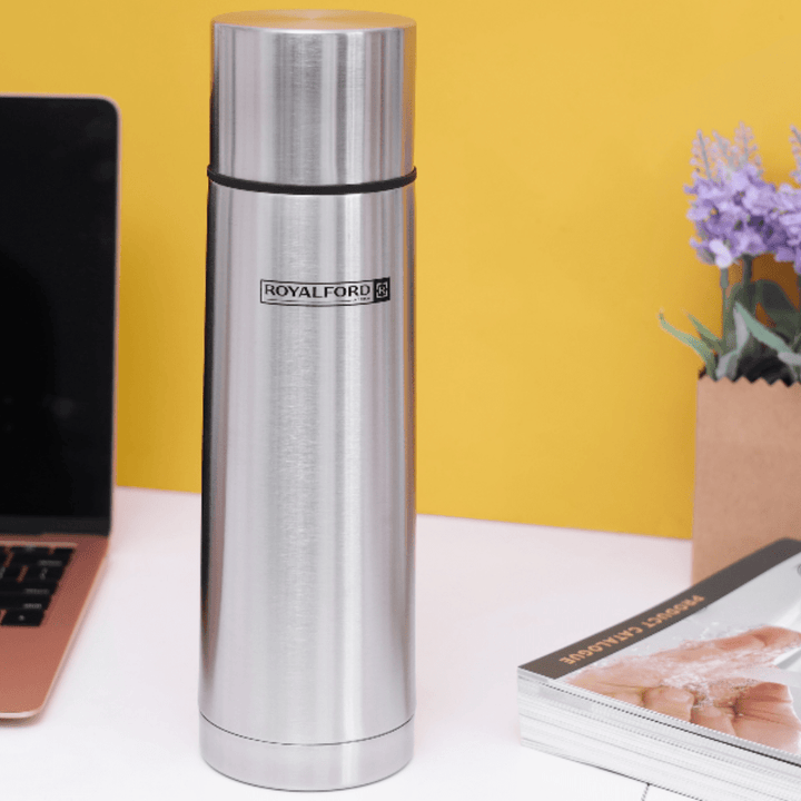 Stainless Steel 1000ml Vacuum Flask - Heat Insulated Thermos - Souk Al RasWater Bottles