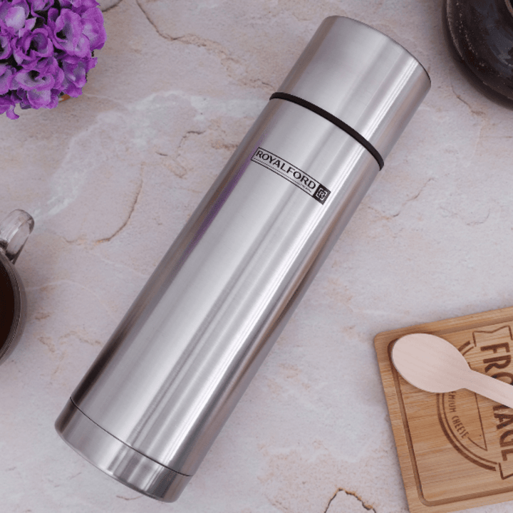 Stainless Steel 1000ml Vacuum Flask - Heat Insulated Thermos - Souk Al RasWater Bottles