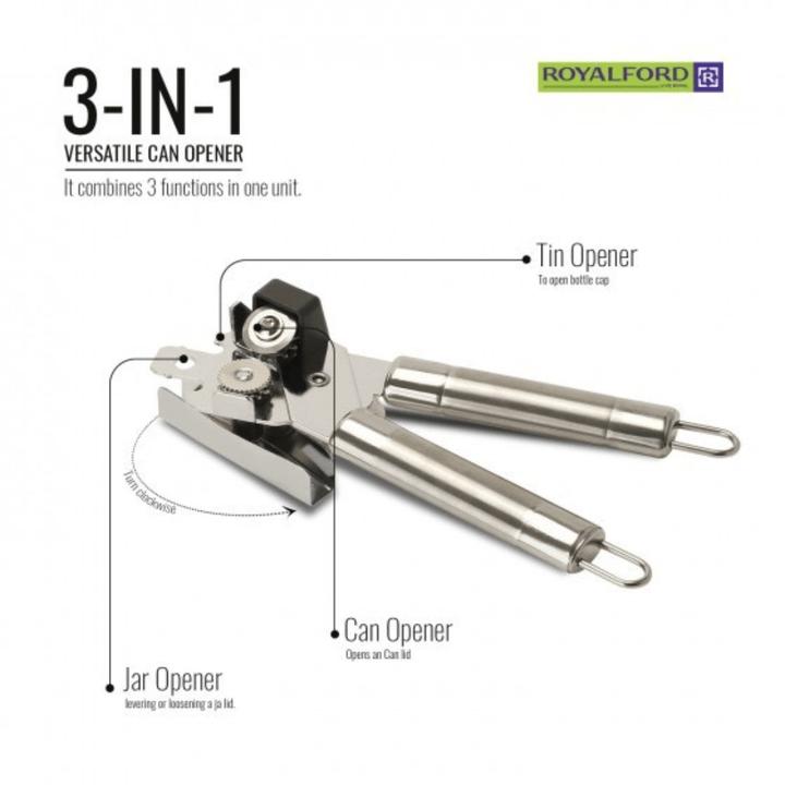 Stainless Steel Can Opener with Tube Handle Steel 3In1 Versatile - Souk Al RasKitchen Accessories