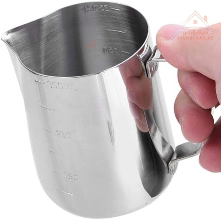 Stainless Steel Milk Frothing Pitcher | Measuring Jug with Handle | Ideal for Coffee, Latte, Cappuccino, and More - Souk Al Ras