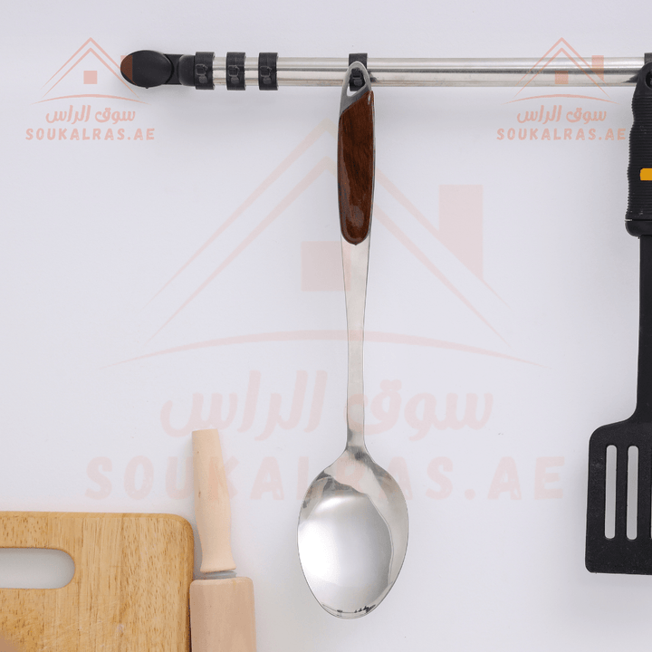 Stainless Steel Serving Spoon with Wood Finish Handle - Elegant & Stain Resistant - Souk Al RasSpoons & Forks