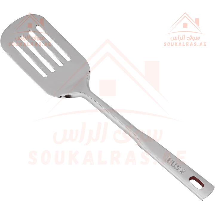 Stainless Steel Slotted Turning Spatula, 11 Inch, Silver - Souk Al RasSpatulas Whisks & Turning Spoons