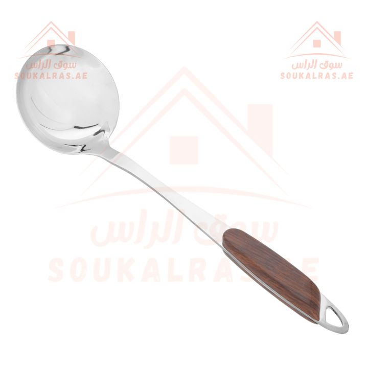 Stainless Steel Soup Ladle with Wood Finish Handle - Elegant & Dishwasher Safe - Souk Al RasSpoons & Forks