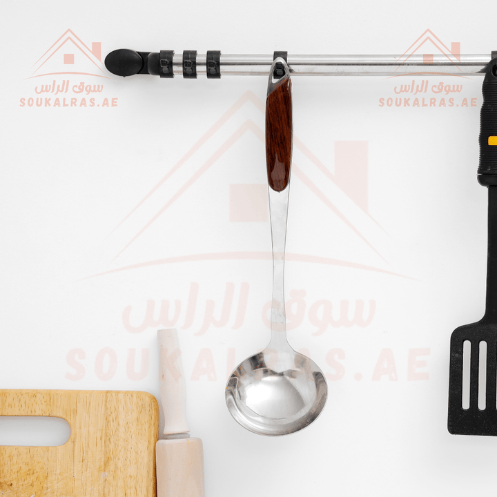 Stainless Steel Soup Ladle with Wood Finish Handle - Elegant & Dishwasher Safe - Souk Al RasSpoons & Forks