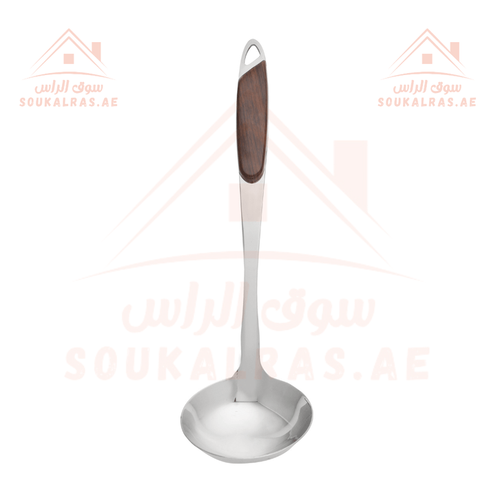 Stainless Steel Soup Ladle with Wood Finish Handle - Elegant & Dishwasher Safe - Souk Al RasSpoons & Forks