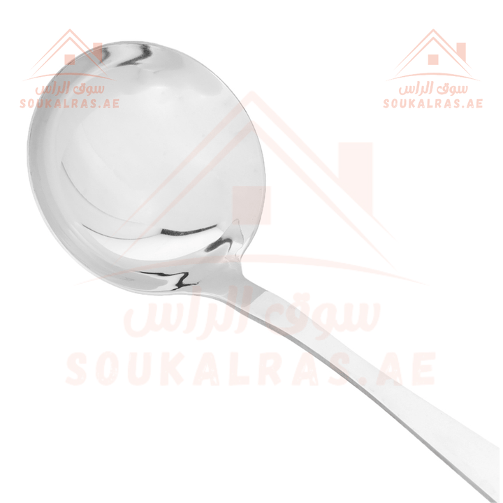 Stainless Steel Soup Ladle with Wood Finish Handle - Elegant & Dishwasher Safe - Souk Al RasSpoons & Forks