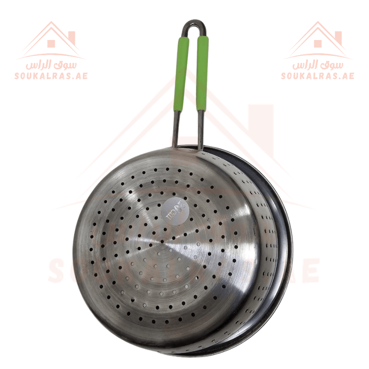 Stainless Steel Strainer 20cm with green Handle | Premium Quality | Durable Kitchen Tool - Souk Al Ras