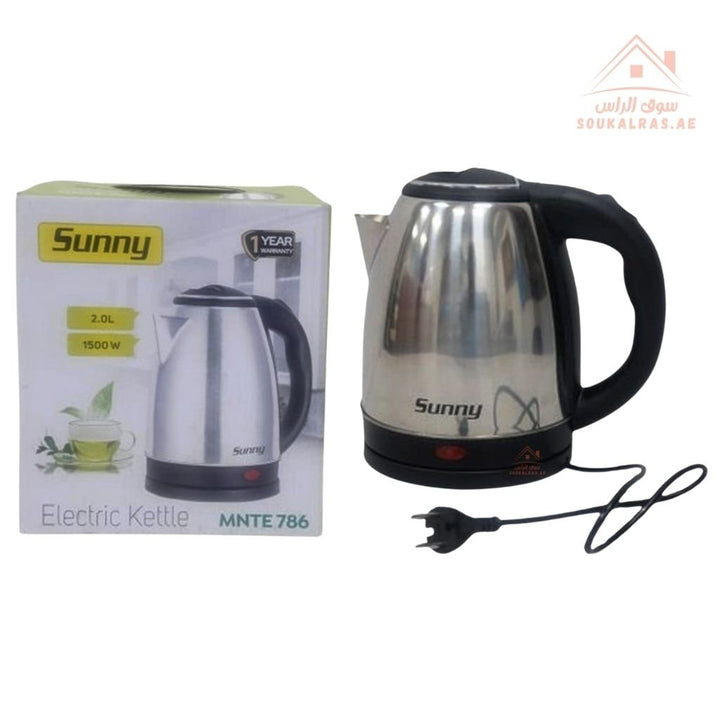 Sunny Electric Kettle | 2L Stainless Steel | 1500W | Automatic Shut - Off For added safety| 1 - Year Warranty - Souk Al Ras
