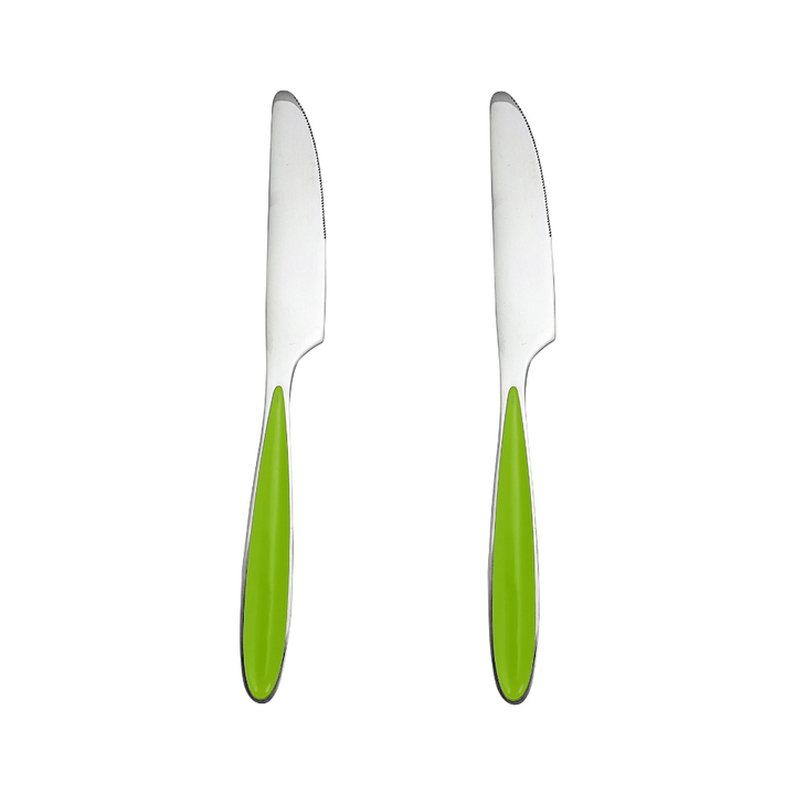 Table Knife - Green & Silver - Stainless Steel 2 Piece - Souk Al RasCutlery & Flatware