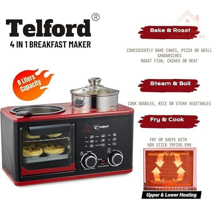 Telford 4 - in - 1 Multi - Function Cooker | Roast, Fry, Steam & Boil | Non - Stick Pan | Oven Toaster & Steamer | 1 - Year Warranty | Compact & Versatile Design - Souk Al Ras