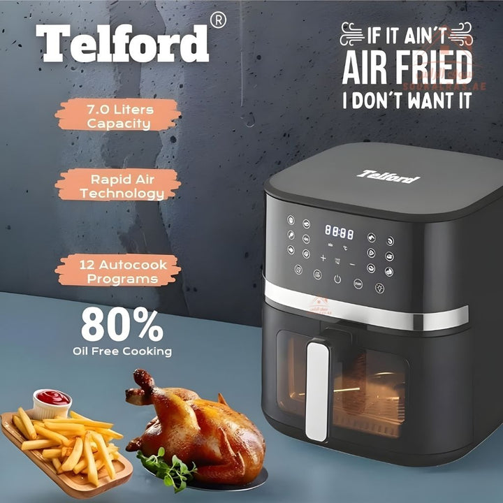Telford Digital Air Fryer 7L | 1600W Power | Touch Control Panel | Oil - Free Healthy Cooking, perfect for families and everyday cooking. - Souk Al Ras