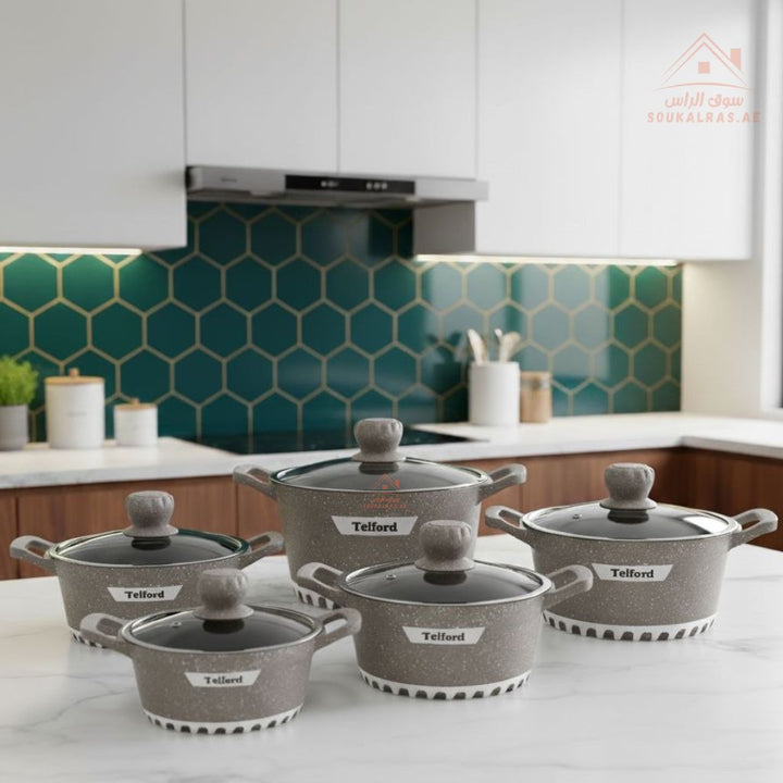 Telford Insignia 17 - Piece Titanium Reinforced Granite Cookware Set with 1 Year Warranty. Guaranteed British Brand. - Souk Al RasCookware Sets