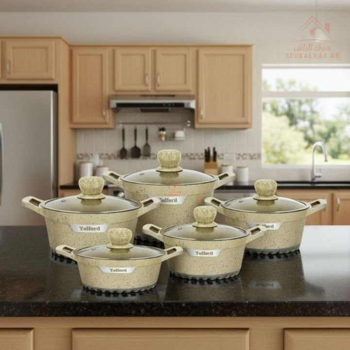 Telford Insignia 17 - Piece Titanium Reinforced Granite Cookware Set with 1 Year Warranty. Guaranteed British Brand. - Souk Al RasCookware Sets