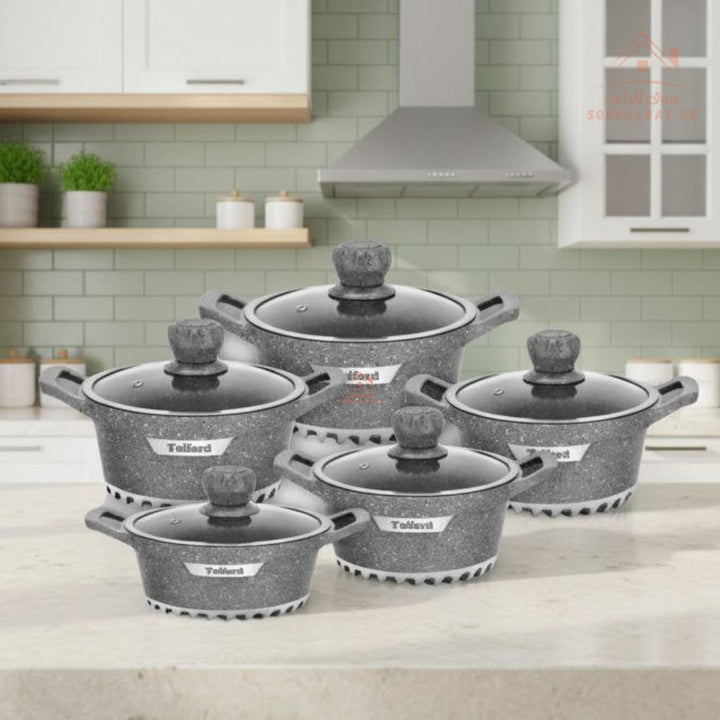 Telford Insignia 17 - Piece Titanium Reinforced Granite Cookware Set with 1 Year Warranty. Guaranteed British Brand. - Souk Al RasCookware Sets