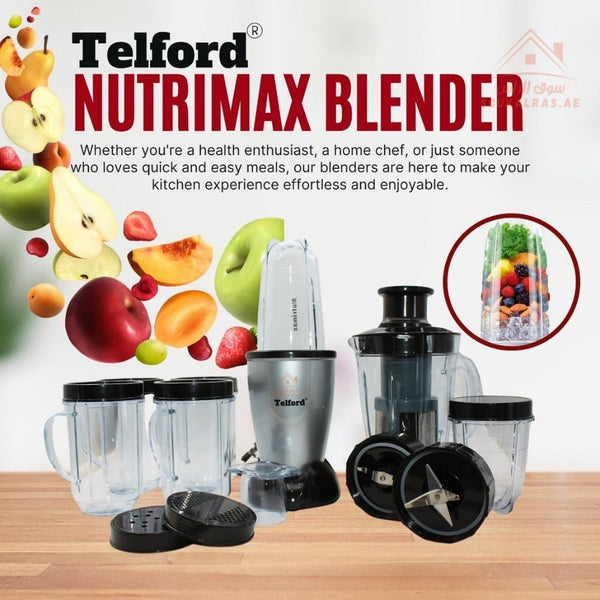 Telford Nutrimax Blender Set | Multi - Purpose Blender & Grinder | Powerful Motor | Smoothie, Juice & Spice Mixer | Durable Design | Easy to Clean - Souk Al Ras