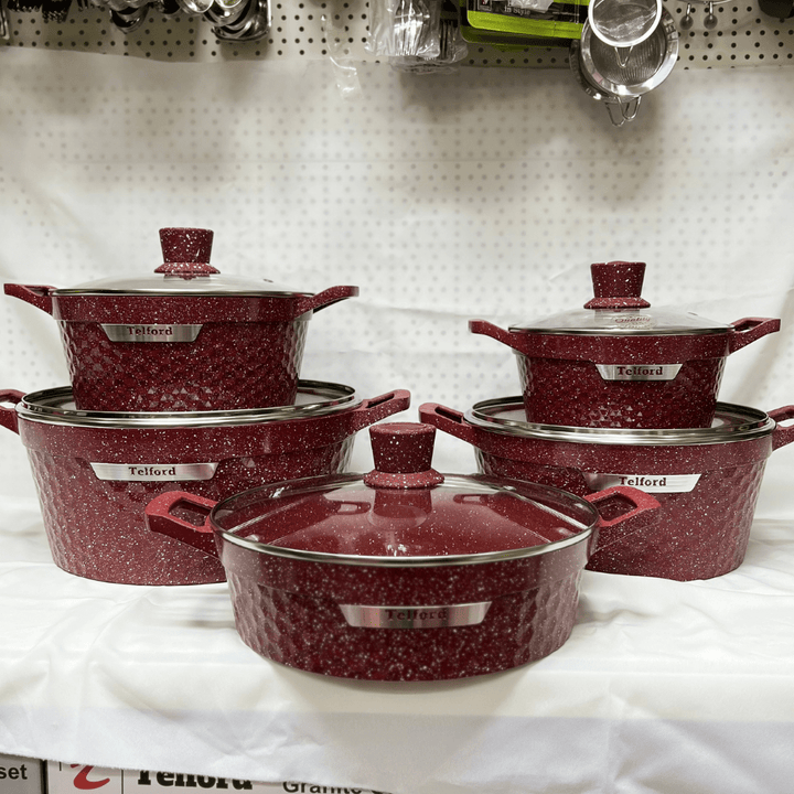 TELFORD RIVERIA Granite Cookware 17 - Piece Set with 1 - Year Warranty - Premium Kitchenware - Souk Al RasCookware Sets