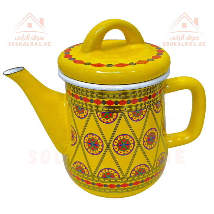 Traditional Arabic Tea Set with Teapot, Stand, & Serving Date Plate - 6 Cups - Available in Yellow & Red - Souk Al RasCoffee & Tea Cups