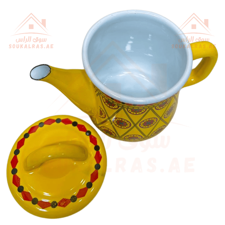 Traditional Arabic Tea Set with Teapot, Stand, & Serving Date Plate - 6 Cups - Available in Yellow & Red - Souk Al RasCoffee & Tea Cups