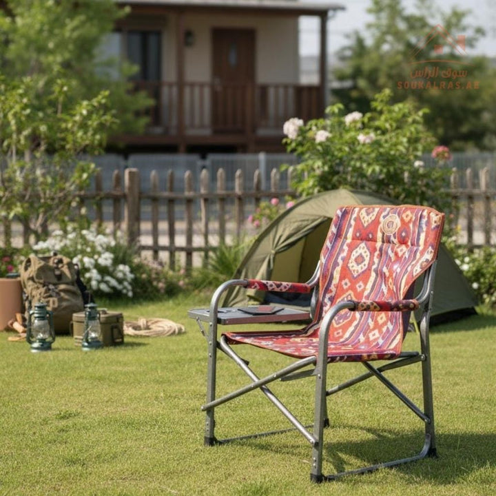 Traditional Camping Chair with Side Table & Cup Holder | Arabic Heritage Design | Outdoor & Beach Folding Chair - Souk Al Ras