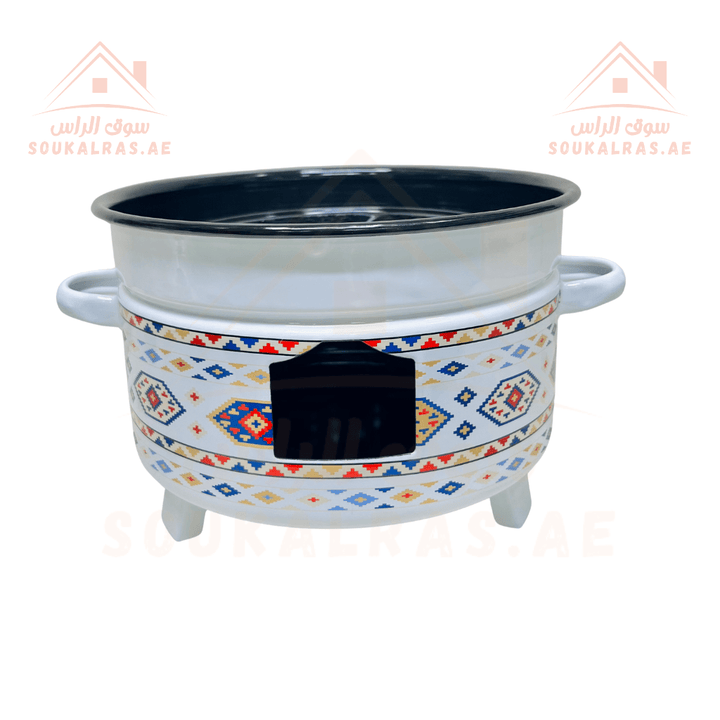 Traditional Najdi Enamel Kettle & Tea Glass Set and stove 26 cm for cooking and heating with traditional Arabic designs - Souk Al RasDrinkware