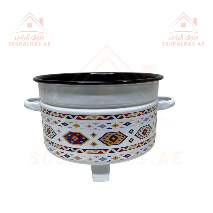 Traditional Najdi Enamel Kettle & Tea Glass Set and stove 26 cm for cooking and heating with traditional Arabic designs - Souk Al RasDrinkware