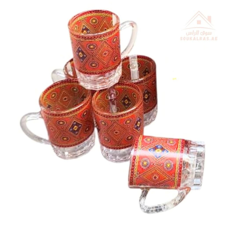 Traditional Najdi Enamel Kettle & Tea Glass Set and stove 26 cm for cooking and heating with traditional Arabic designs - Souk Al RasDrinkware