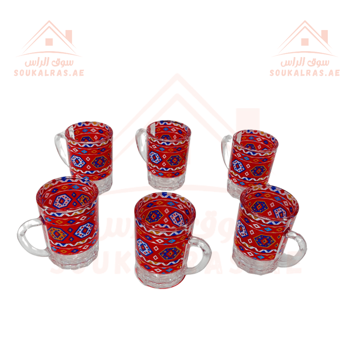 Traditional Najdi Enamel Kettle & Tea Glass Set and stove 26 cm for cooking and heating with traditional Arabic designs - Souk Al RasDrinkware