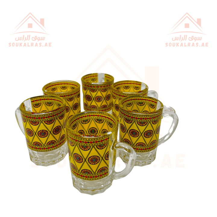 Traditional Najdi Enamel Kettle & Tea Glass Set and stove 26 cm for cooking and heating with traditional Arabic designs - Souk Al RasDrinkware