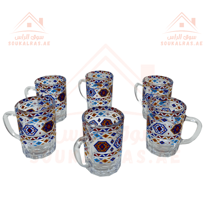 Traditional Najdi Enamel Kettle & Tea Glass Set and stove 26 cm for cooking and heating with traditional Arabic designs - Souk Al RasDrinkware