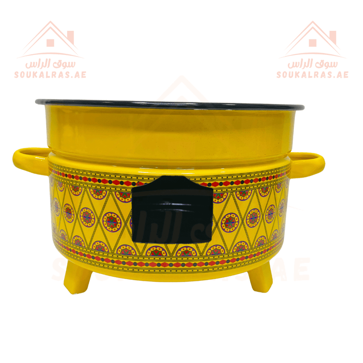 Traditional Najdi Enamel Kettle & Tea Glass Set and stove 26 cm for cooking and heating with traditional Arabic designs - Souk Al RasDrinkware