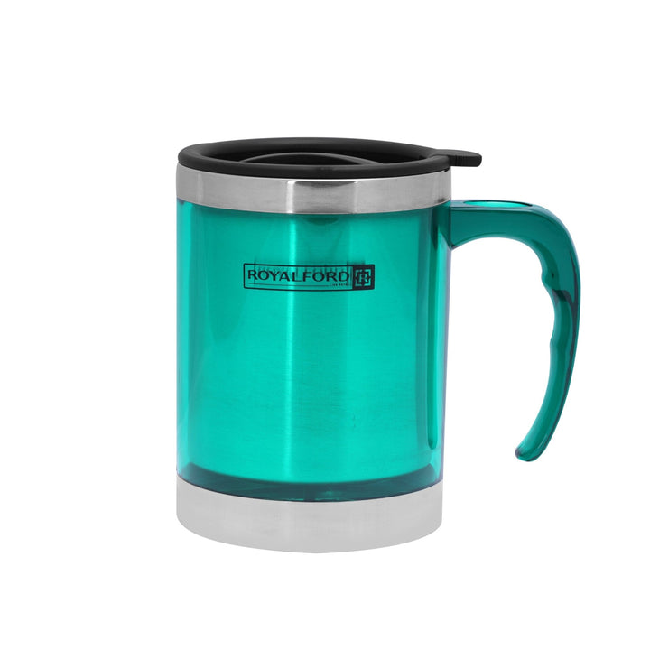 Travel Mug - Coffee Green Mug Tumbler with Handle and Lid 414ml - Souk Al RasDrinkware