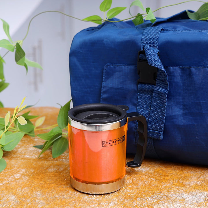 Travel Mug - Coffee Orange Mug Tumbler with Handle and Lid 300ml - Souk Al RasDrinkware