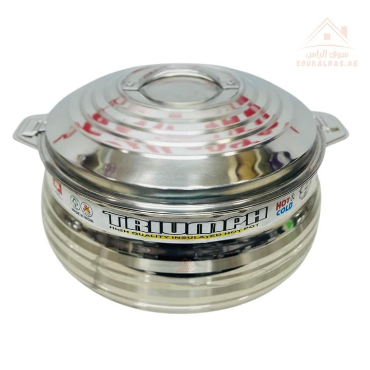 TRIUMPH Hot Pot Set – 3 - Piece Stainless Steel Casserole Set | 1L, 1.5L, 2.5L | Thermal Insulated Food Warmer - Souk Al Ras