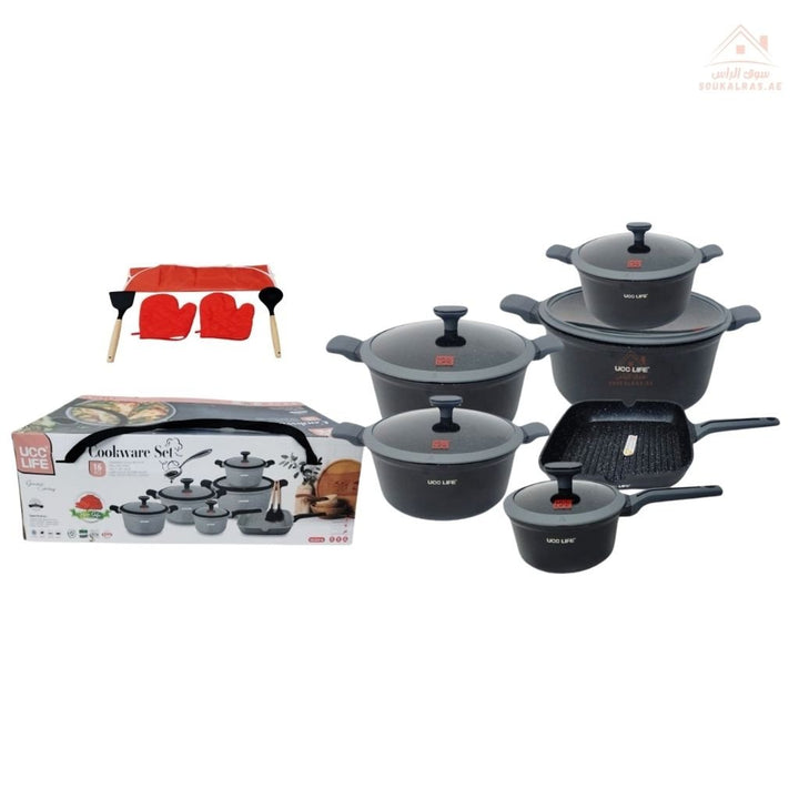 UCC Life 16 - Piece Granite Cookware Set | Durable non - stick | Ideal for both everyday cooking and special occasions - Souk Al Ras