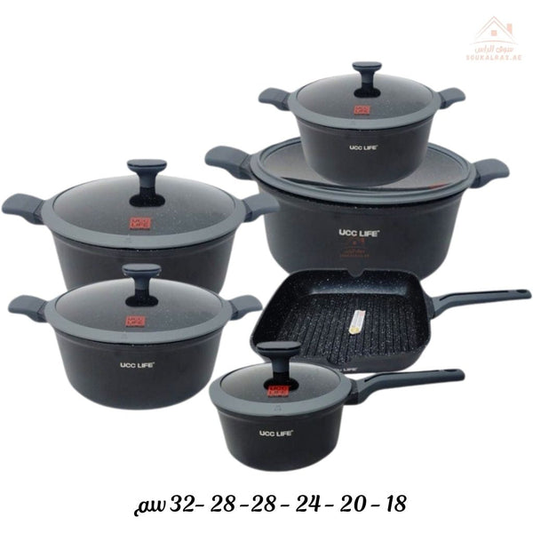 UCC Life 16 - Piece Granite Cookware Set | Durable non - stick | Ideal for both everyday cooking and special occasions - Souk Al Ras