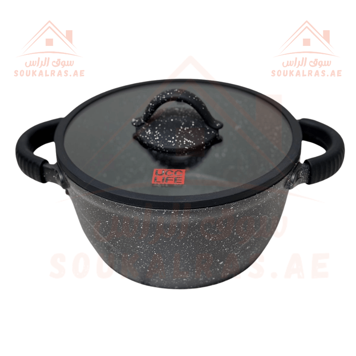 UCC Life Granite Non - Stick Cookware Set | 20 Pieces | Induction Base | PFOA - Free| Size 32, 28, 28, 24, 20 CM - Souk Al Ras