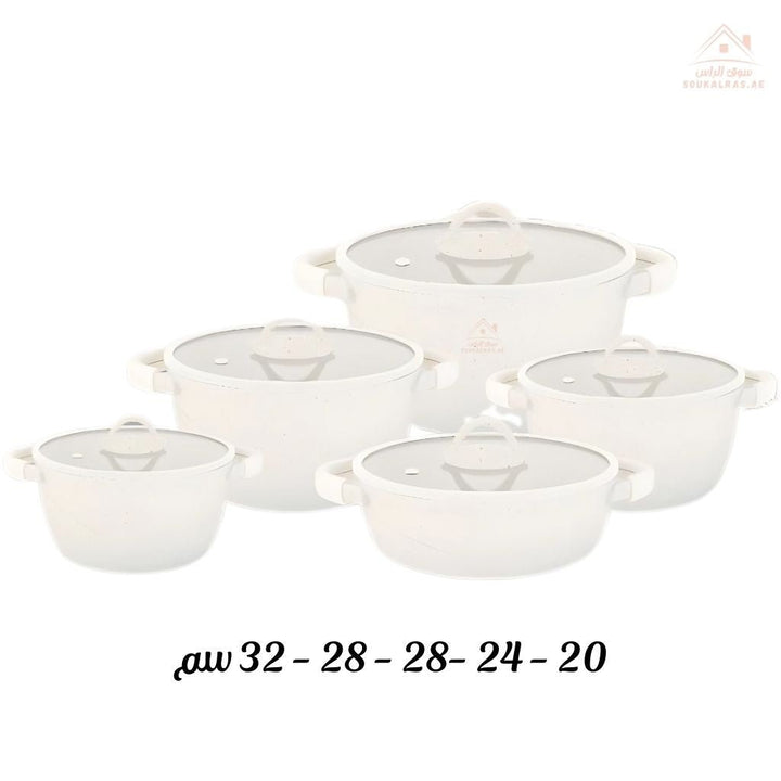 UCC Life Granite Non - Stick Cookware Set | 20 Pieces | Induction Base | PFOA - Free| Size 32, 28, 28, 24, 20 CM - Souk Al Ras