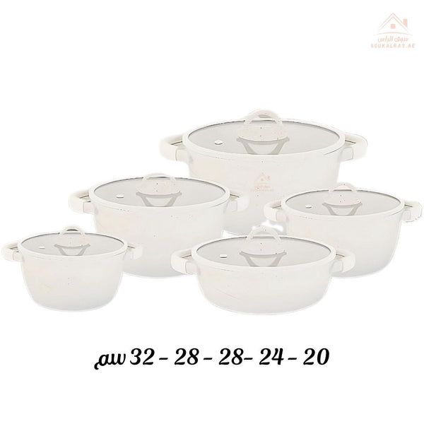 UCC Life Granite Non - Stick Cookware Set | 20 Pieces | Induction Base | PFOA - Free| Size 32, 28, 28, 24, 20 CM - Souk Al Ras