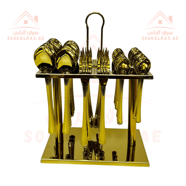 Universe 36 - Piece Gold Cutlery Set | Elegant Stainless Steel Tableware - Souk Al RasCutlery Sets