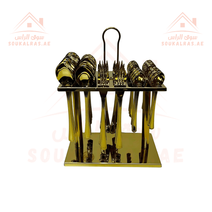 Universe 36 - Piece Gold Cutlery Set | Elegant Stainless Steel Tableware - Souk Al RasCutlery Sets