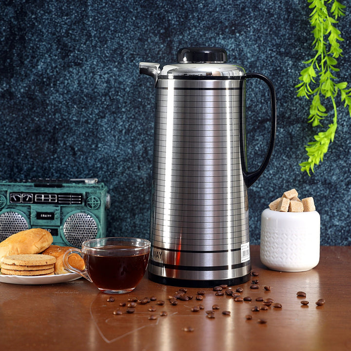 Vacuum Flask - Silver & Black 1 Litre - Souk Al RasVacuum Flasks and Thermos