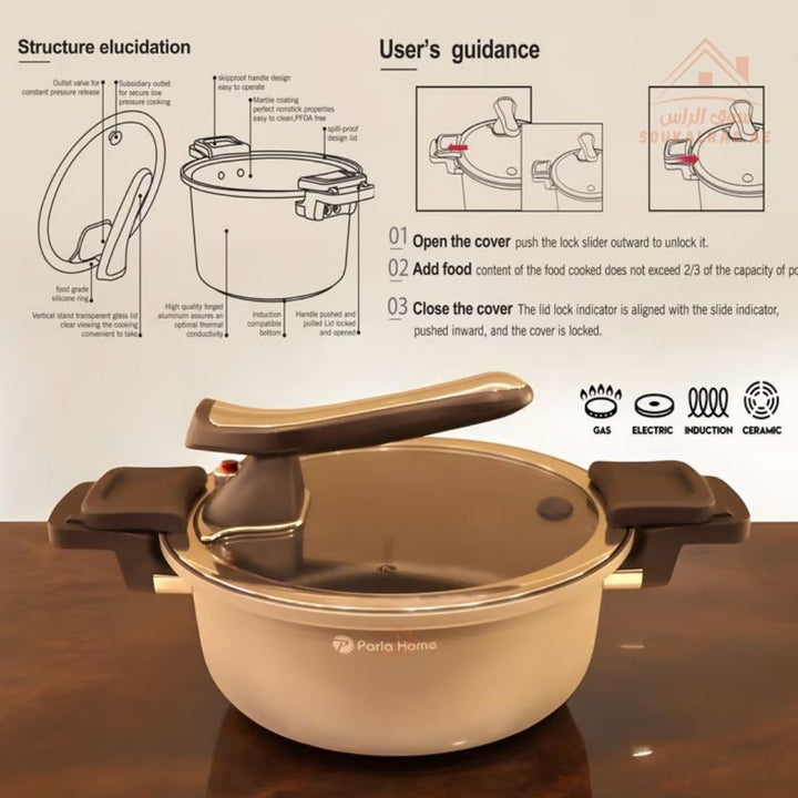 Vector Series Pressure Cooker 2 Liter | Fast Cooking, Safe Design & Premium Durability | Designed for safety, durability, and efficiency - Souk Al Ras