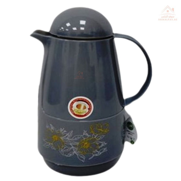 Venice 1 Liter Insulated Flask | Pink Glass Interior | Stylish Serving Tool for Hot and Cold Beverages | Elegant Floral Design - Souk Al Ras