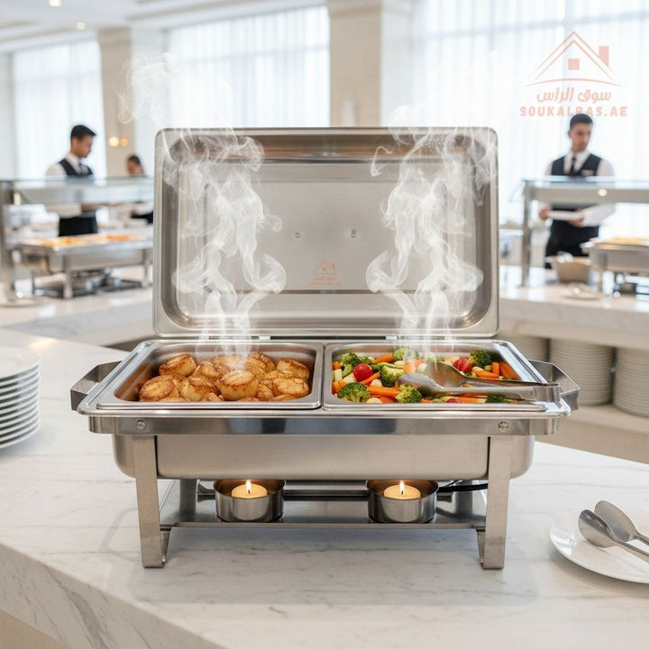 Venice 11L Stainless Steel Chafing Dish | 2 - in - 1 Buffet Warmer | Professional Catering - Souk Al Ras