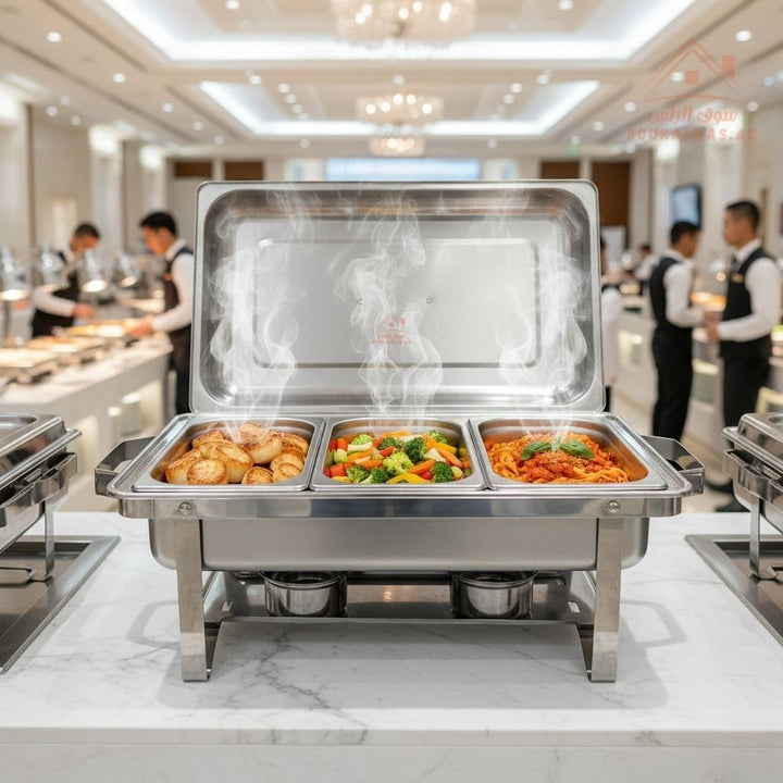 Venice 11L Stainless Steel Chafing Dish | 3 - in - 1 Buffet Warmer | Professional Catering - Souk Al Ras