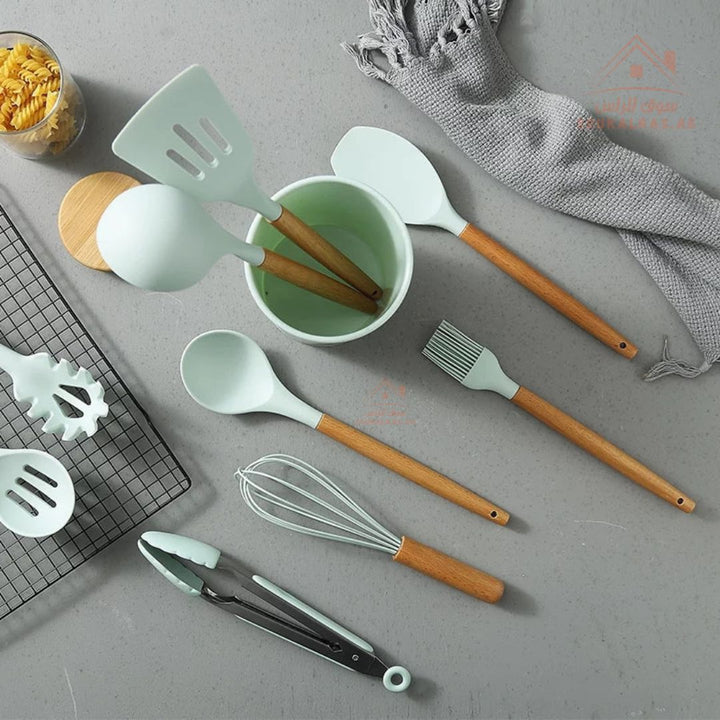 Venice 12 - Piece Silicone Kitchen Utensil Set | Heat - Resistant & Non - Stick Friendly | Multiple Colors - Souk Al Ras