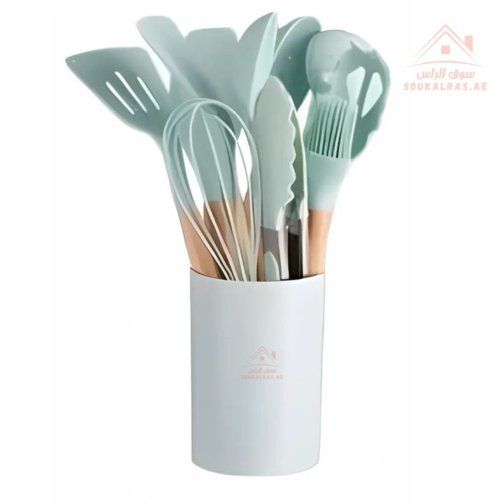 Venice 12 - Piece Silicone Kitchen Utensil Set | Heat - Resistant & Non - Stick Friendly | Multiple Colors - Souk Al Ras