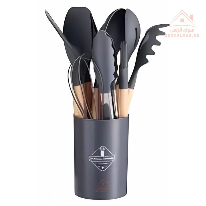 Venice 12 - Piece Silicone Kitchen Utensil Set | Heat - Resistant & Non - Stick Friendly | Multiple Colors - Souk Al Ras