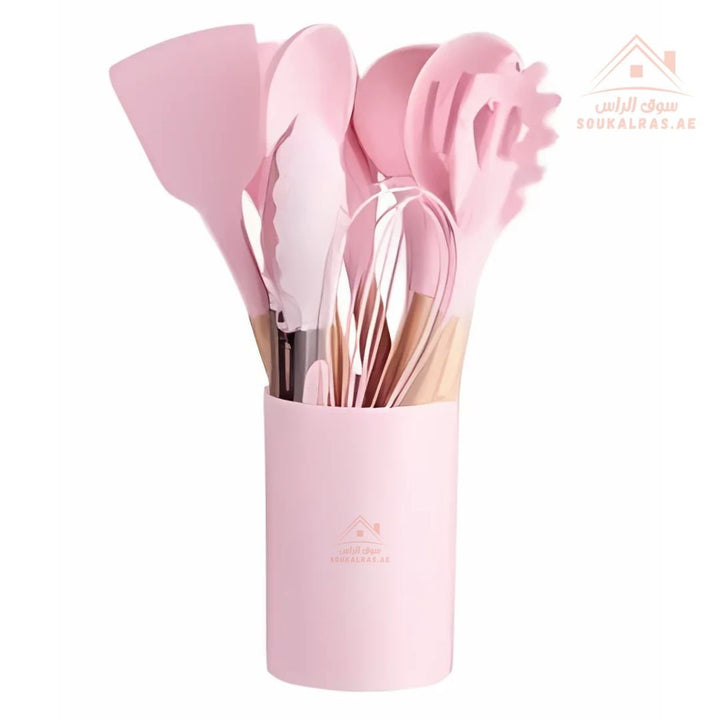 Venice 12 - Piece Silicone Kitchen Utensil Set | Heat - Resistant & Non - Stick Friendly | Multiple Colors - Souk Al Ras
